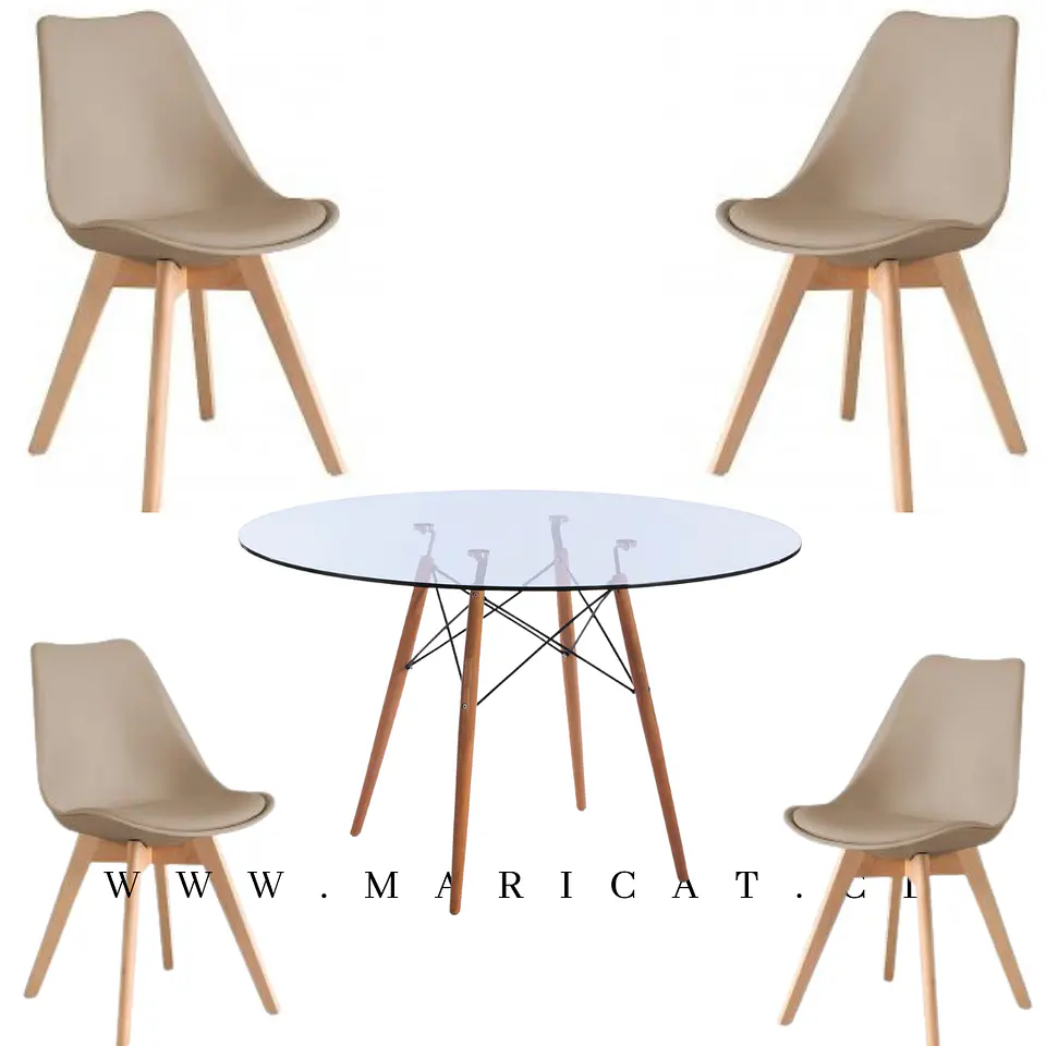 Comedor Redondo Vidrio 4 Sillas Tulip – Mesa 120cm 6