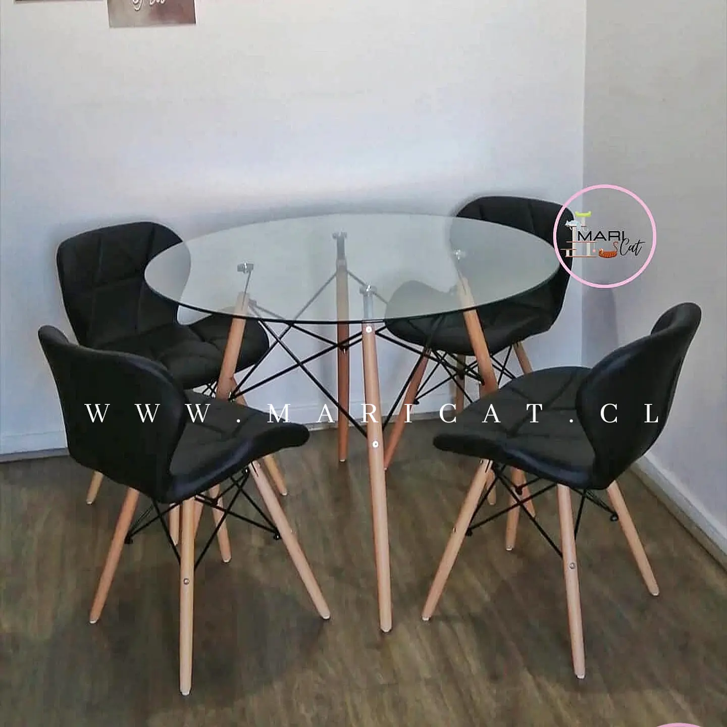 Comedor Redondo Vidrio 4 Sillas Mariposa – Mesa 120cm 2