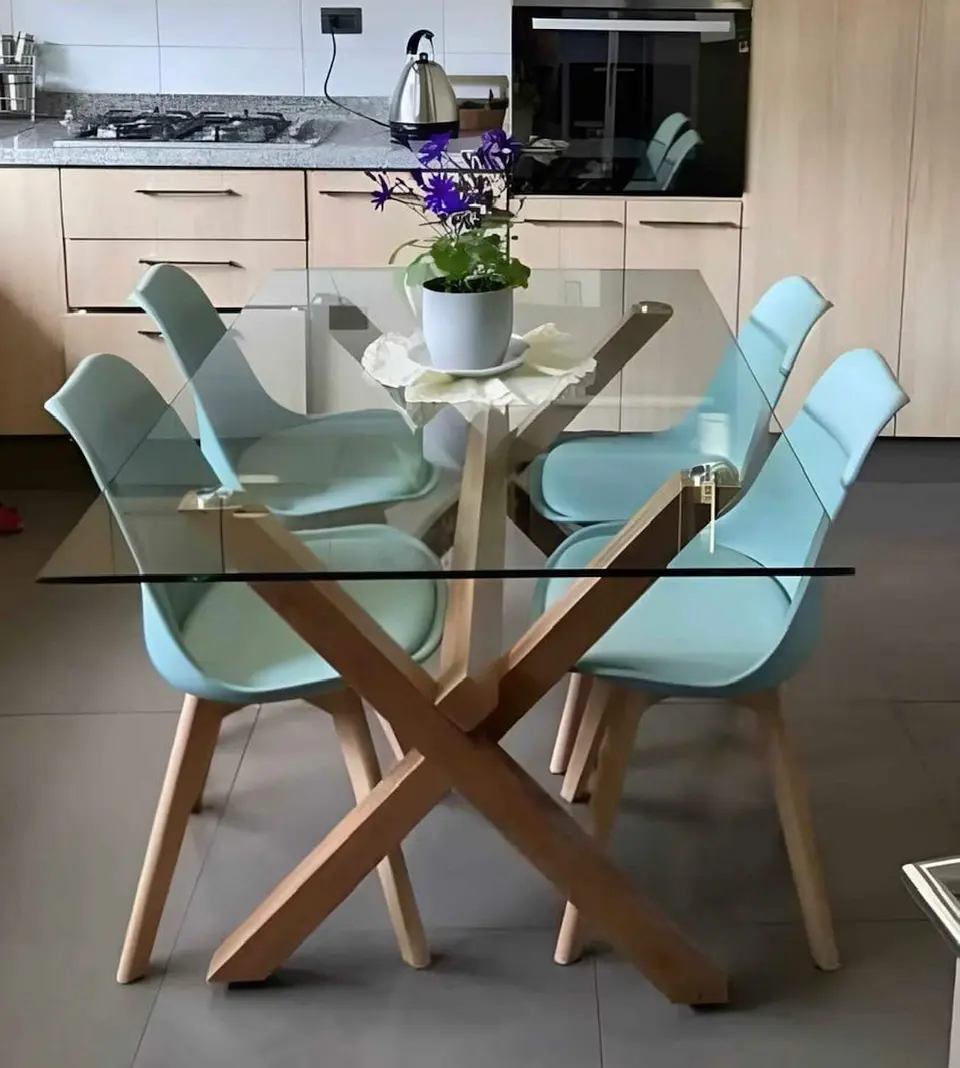 Comedor Rectangular Vidrio 4 Sillas Eames – Mesa 130cm 6