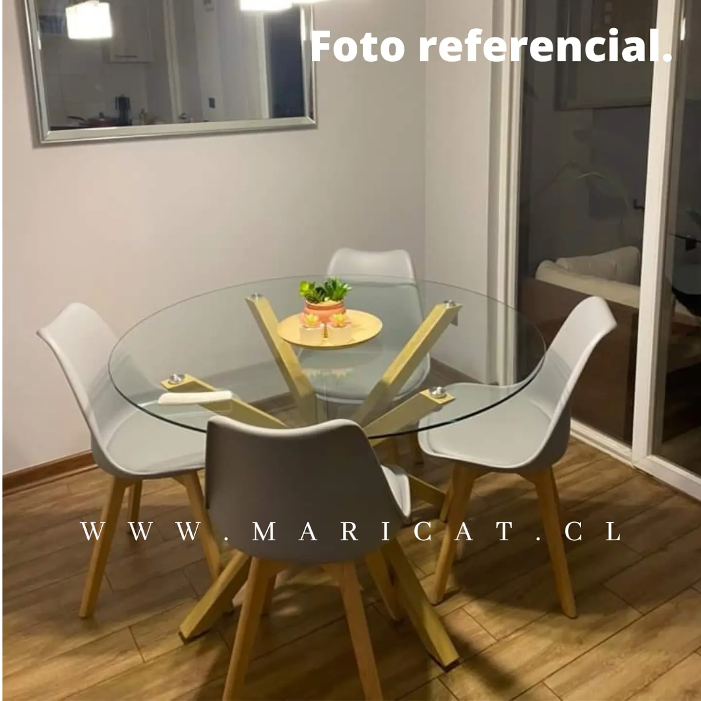 Comedor Redondo Vidrio 4 Sillas Tulip  1