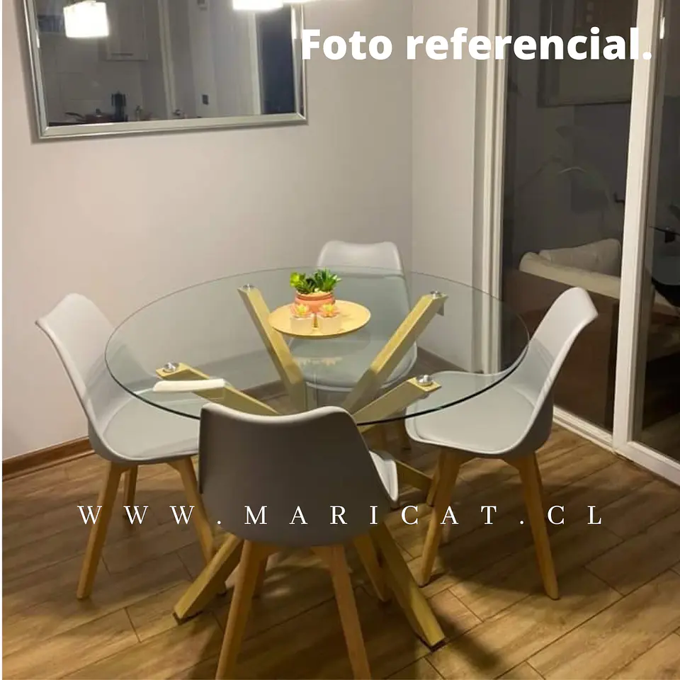 Comedor Redondo Vidrio 4 Sillas Tulip  1