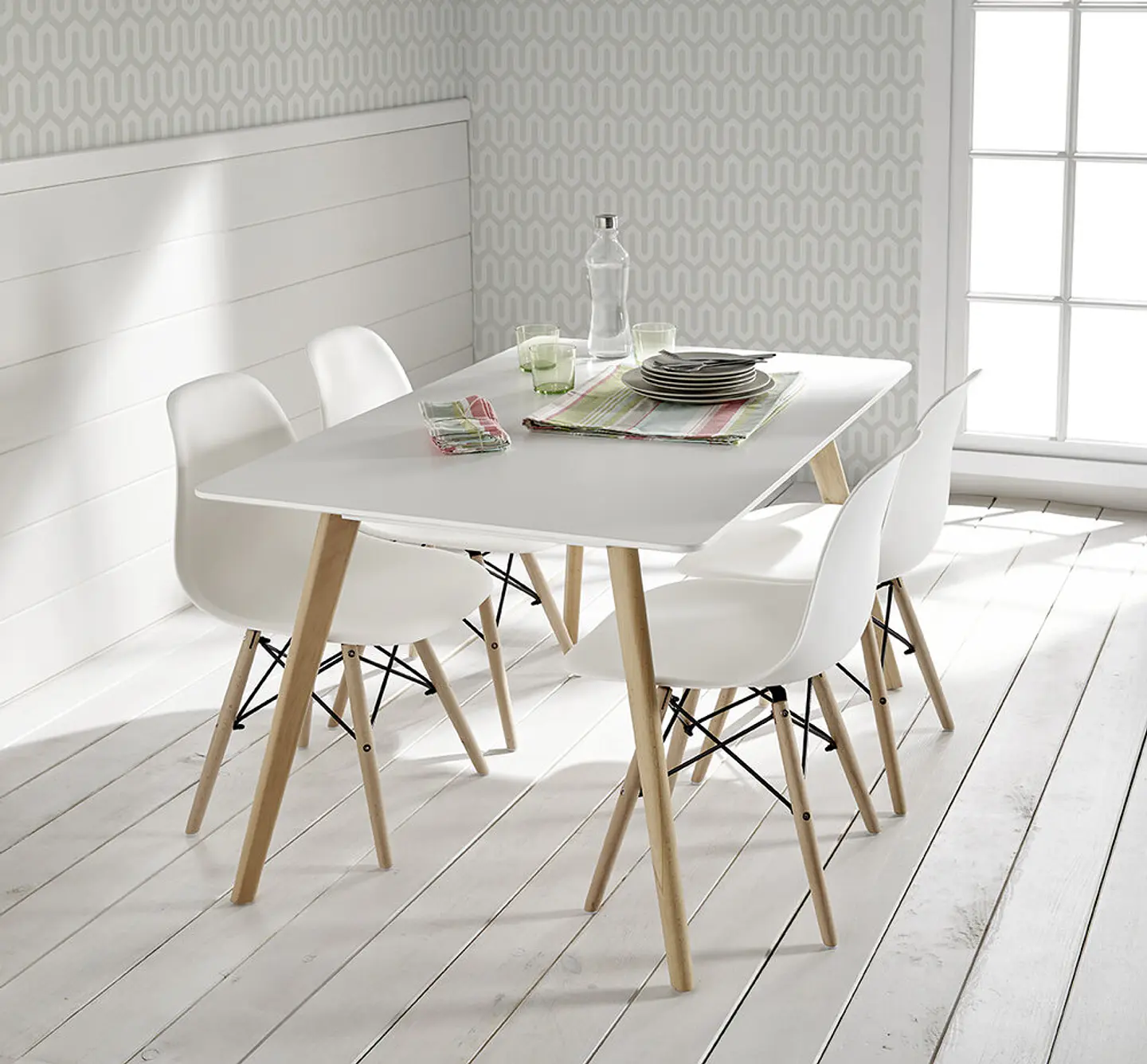 Comedor Rectangular Melamina 4 Sillas Tulip – Mesa 160x80cm 1