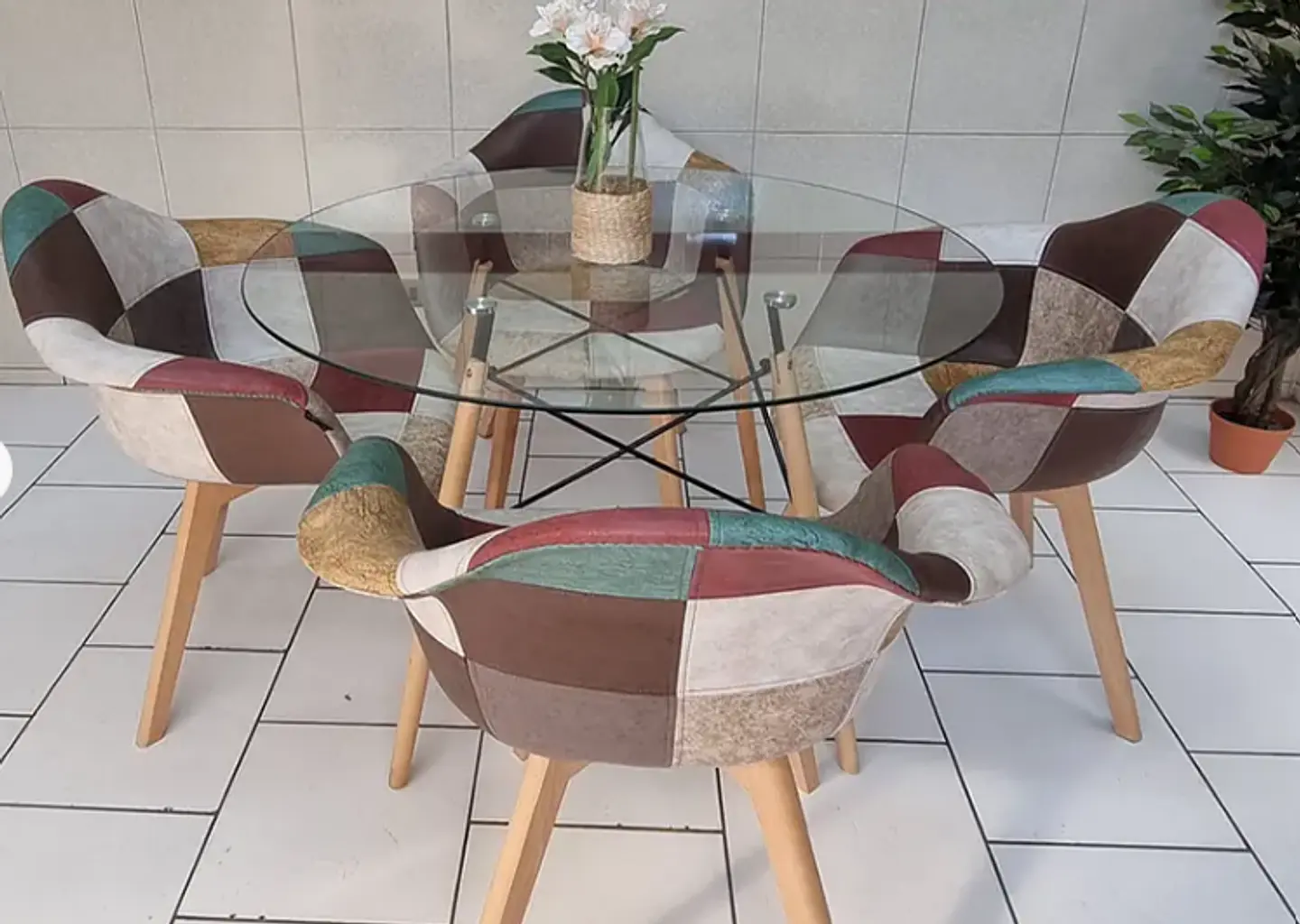 Comedor Redondo Vidrio 4 Sillas Da Vinci – Mesa 80cm 1