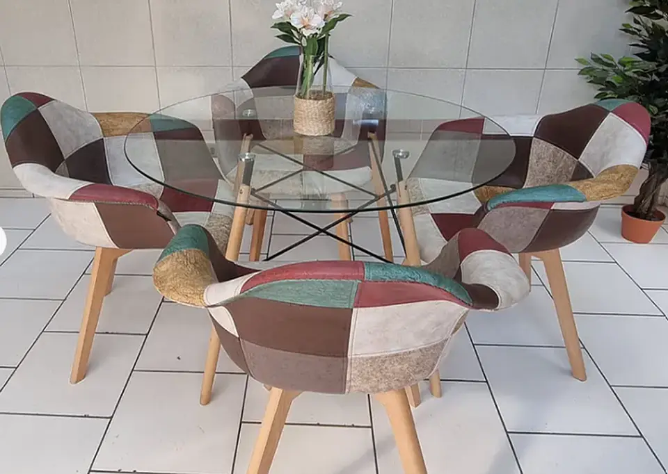 Comedor Redondo Vidrio 4 Sillas Da Vinci – Mesa 80cm 1