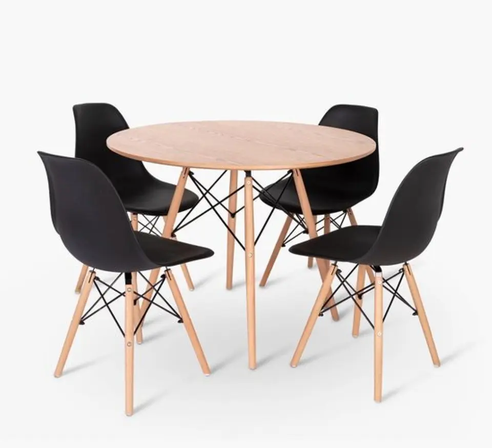 Mesa Redonda Melamina +4 Sillas Eames – Comedor 120cm 5