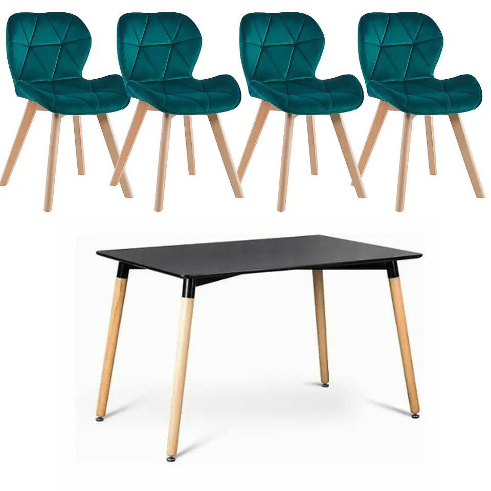 Comedor Rectangular Melamina 4 Sillas Tulip – Mesa 120x80cm 8