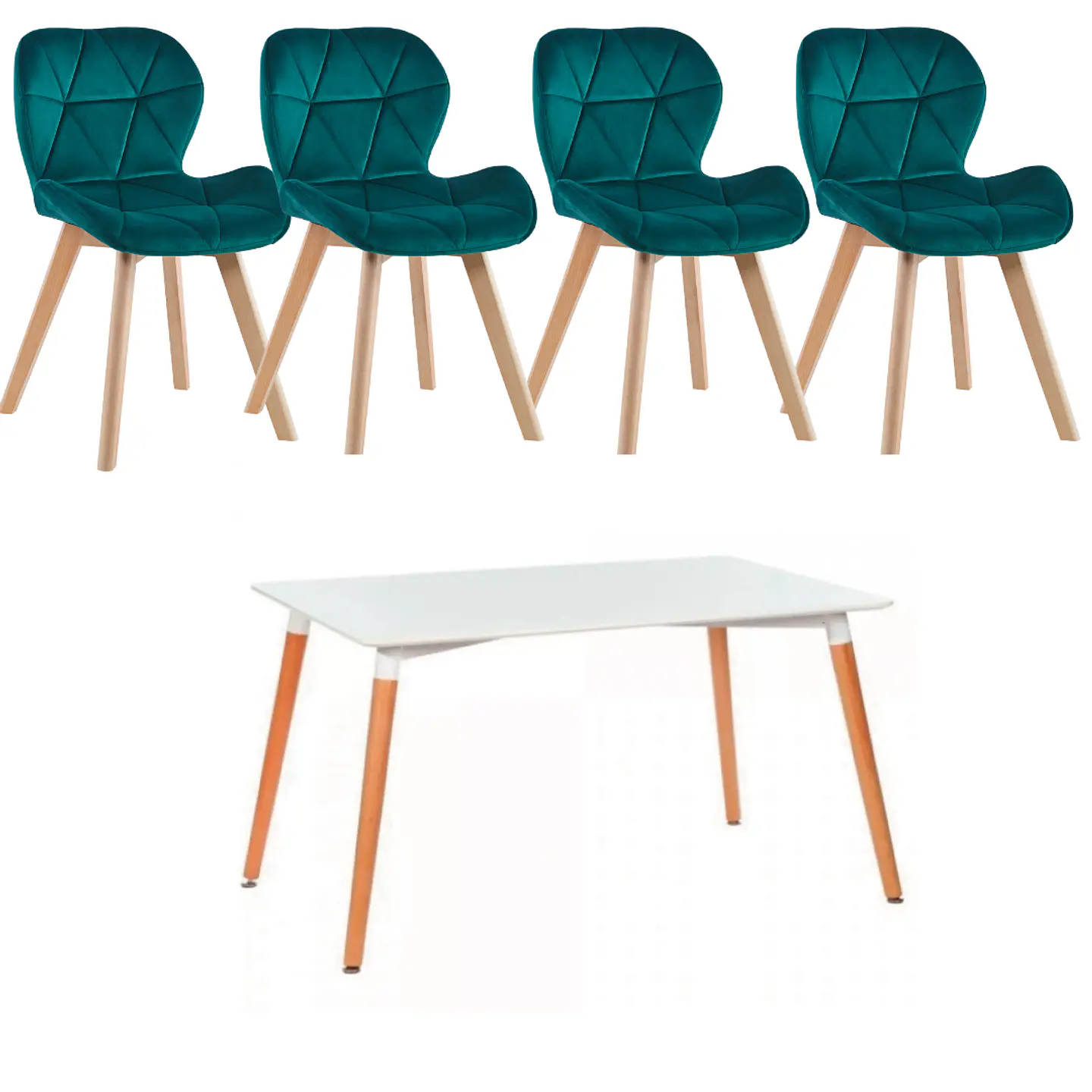 Comedor Rectangular Melamina 4 Sillas Tulip – Mesa 120x80cm 5