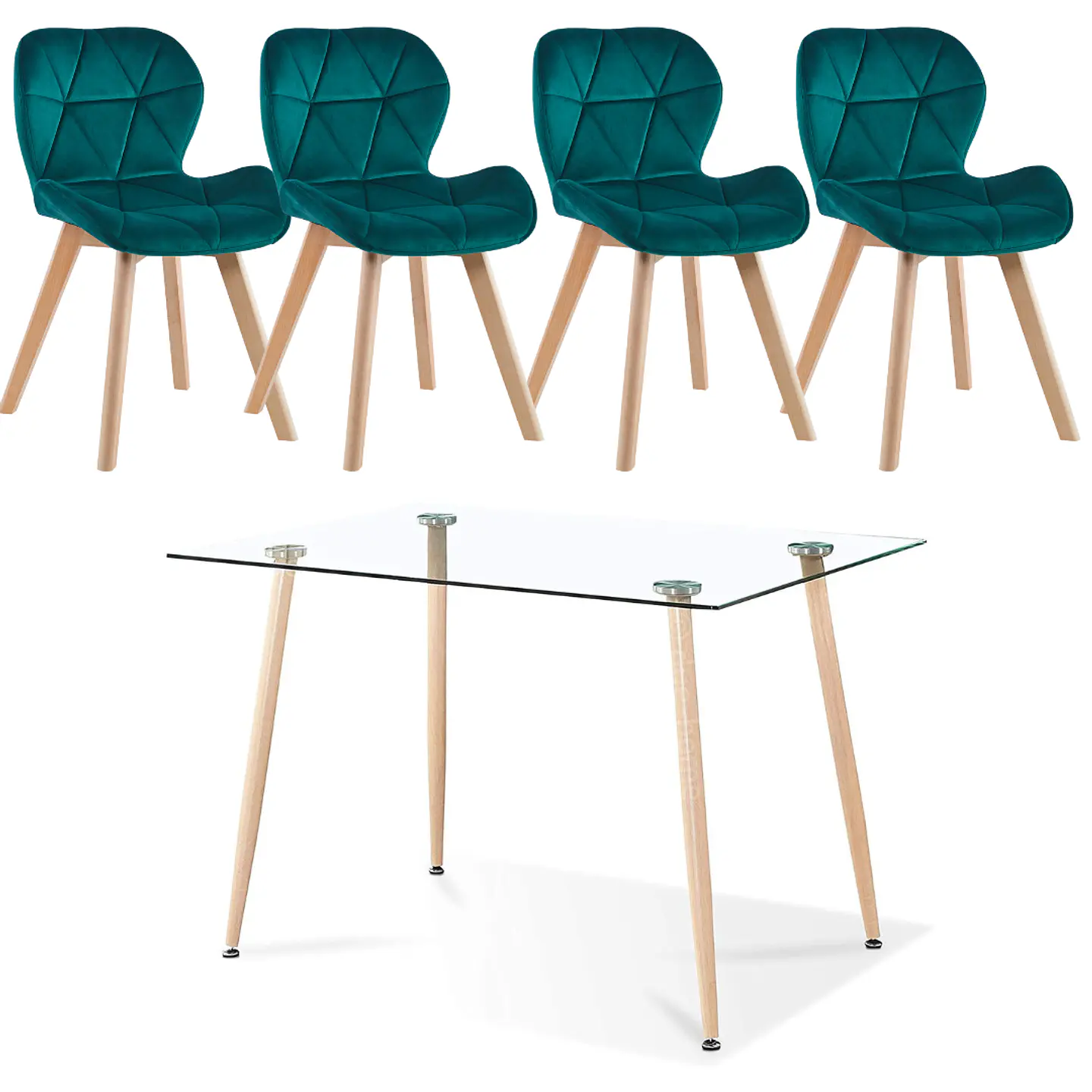 Comedor Rectangular Vidrio 4 Sillas Eames – Mesa 100cm 7