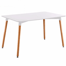 Mesa Rectangular Eames con Cubierta de Melamina Biselada y Patas de Madera 130x80
