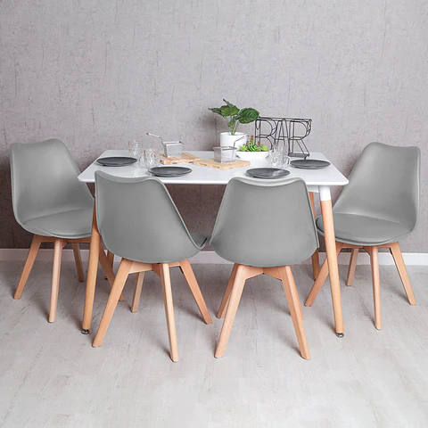 Comedor Rectangular Melamina 6 Sillas Tulip – Mesa 130x80cm