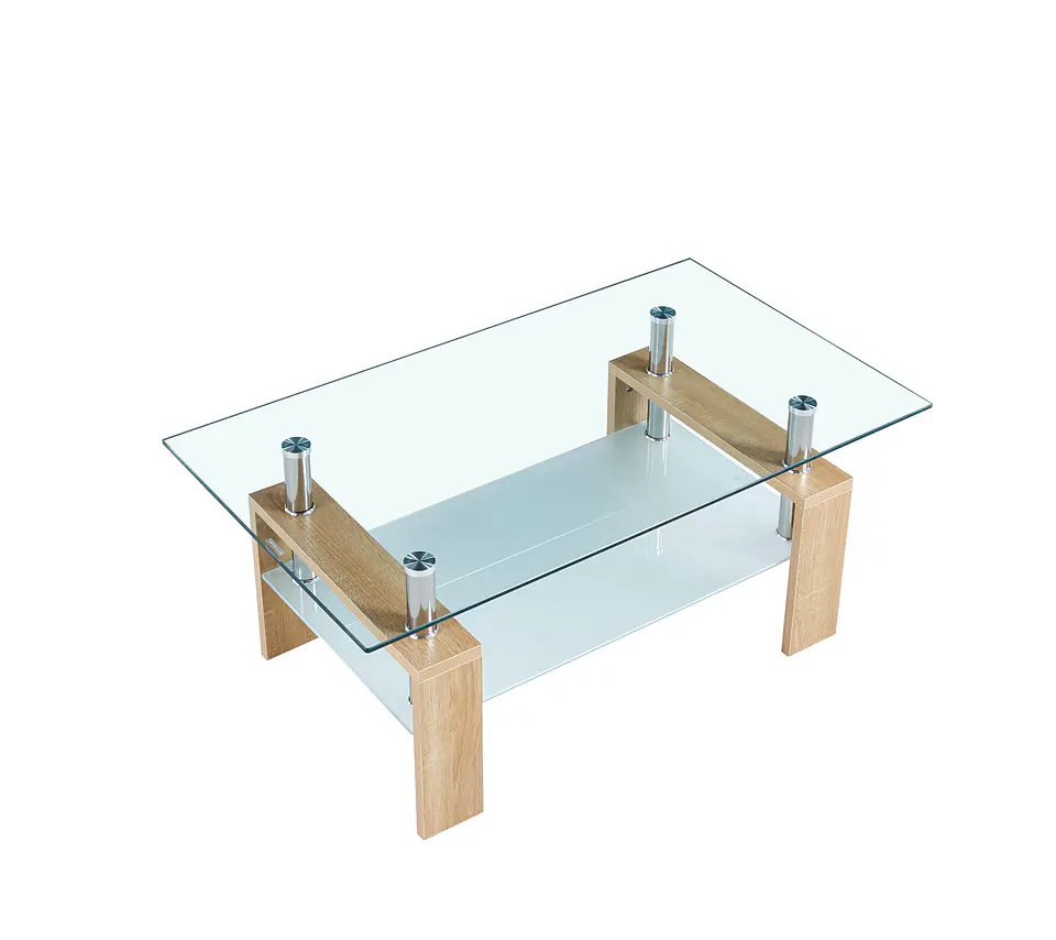 Mesa Centro Rectangular de Vidrio wood 2