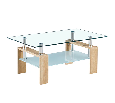 Mesa Centro Rectangular de Vidrio wood