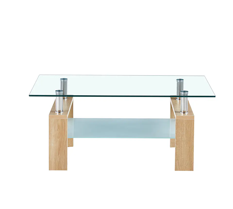 Mesa Centro Rectangular de Vidrio wood 4