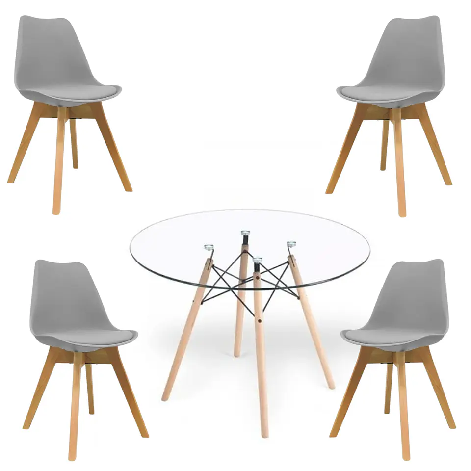 Comedor Redondo Vidrio 4 Sillas Tulip – Mesa 100cm 7