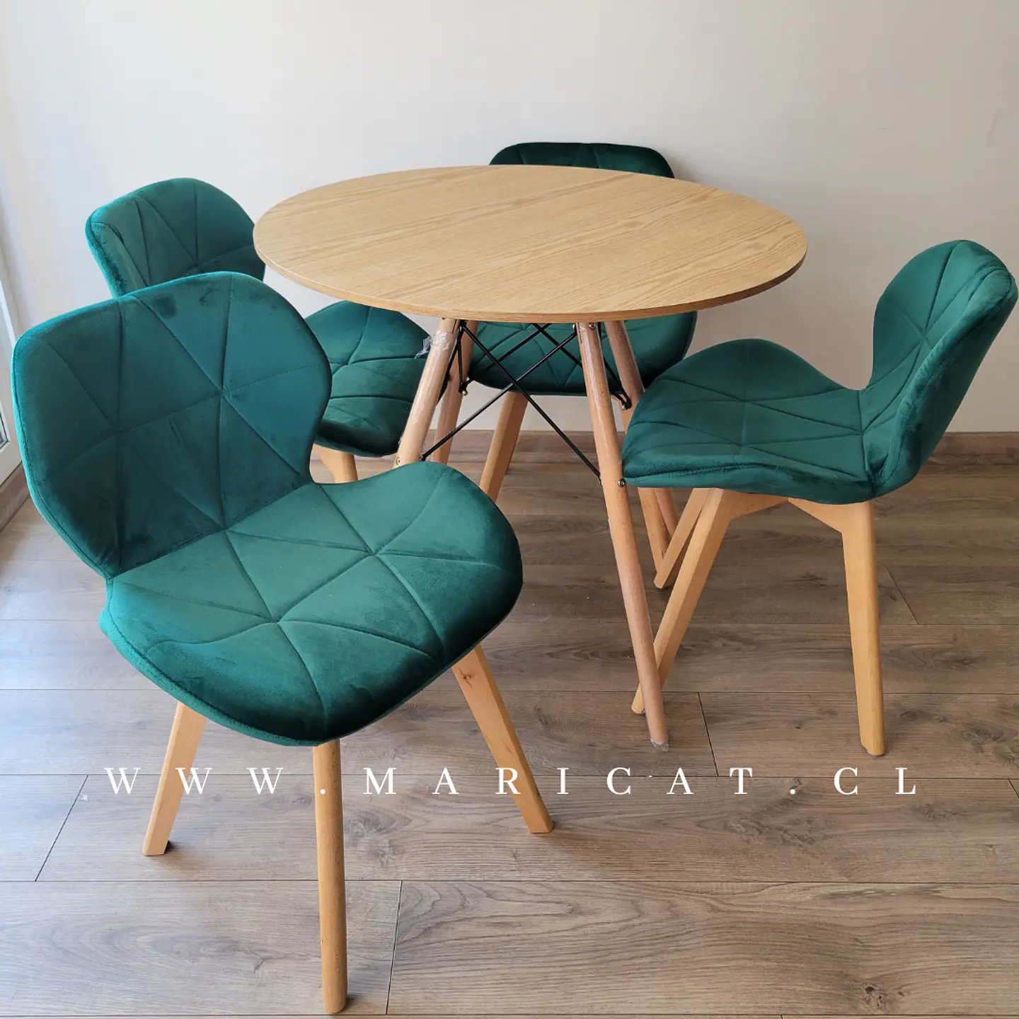 Mesa Eames Wood Redonda Melamina +4 Sillas Mariposa – Comedor  8