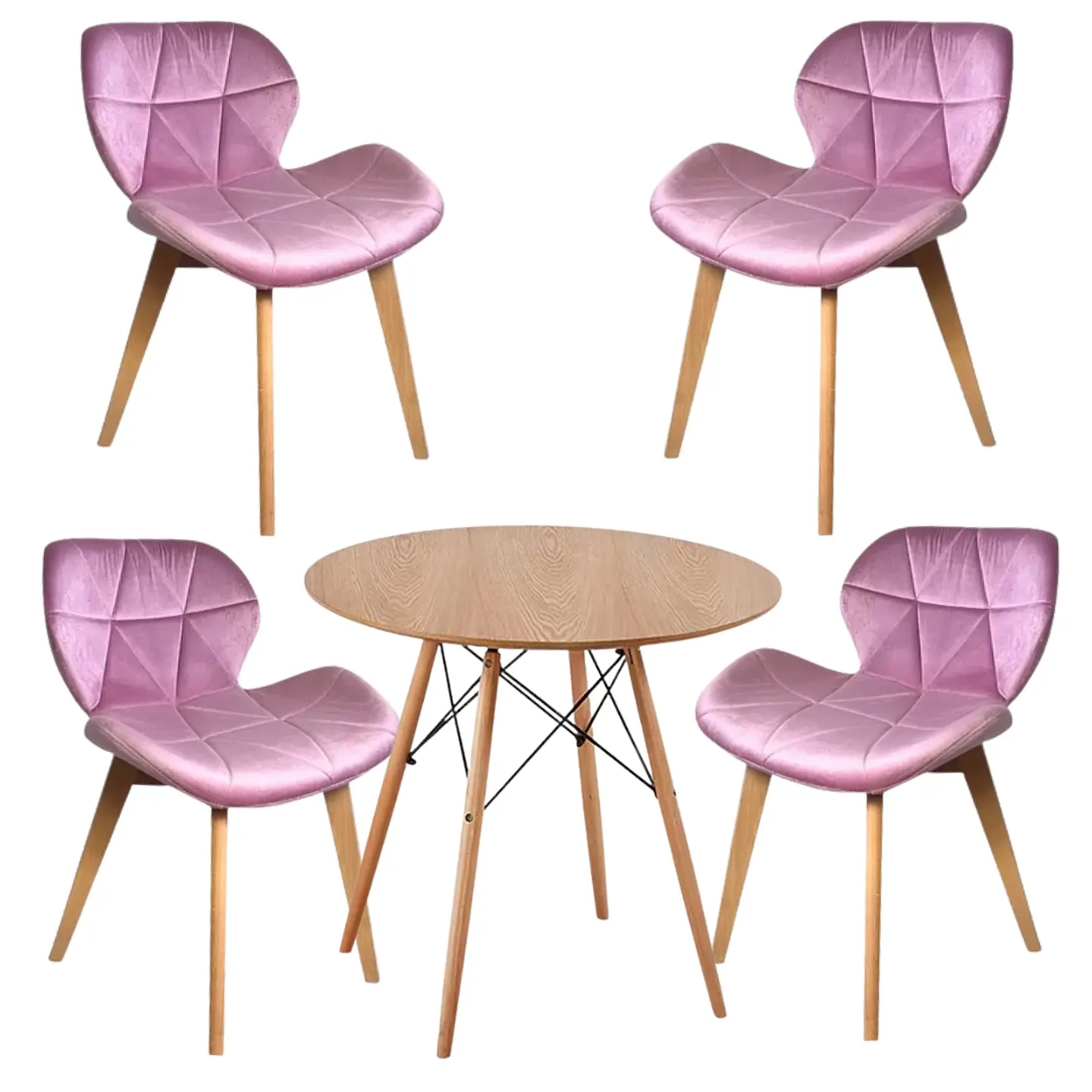 Mesa Eames Wood Redonda Melamina +4 Sillas Mariposa – Comedor  10