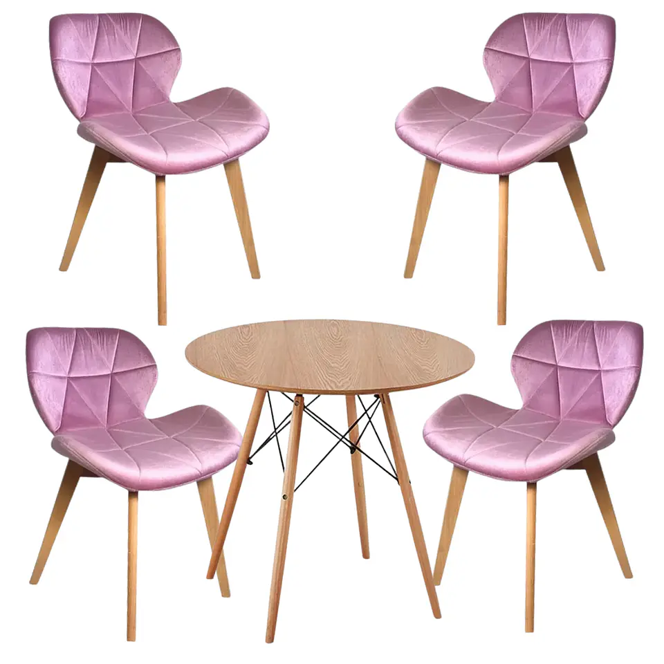 Mesa Eames Wood Redonda Melamina +4 Sillas Mariposa – Comedor  10
