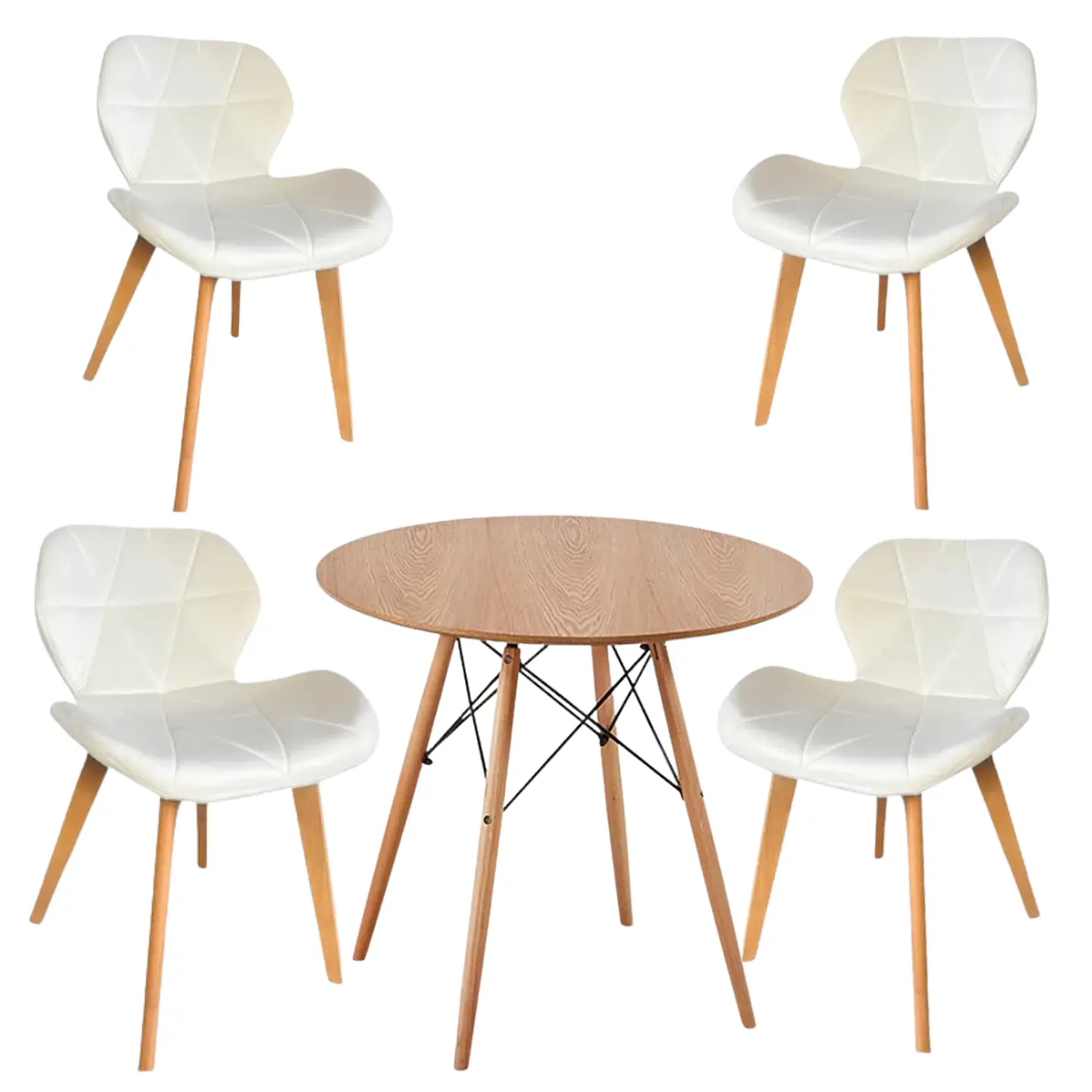 Mesa Eames Wood Redonda Melamina +4 Sillas Mariposa – Comedor  4