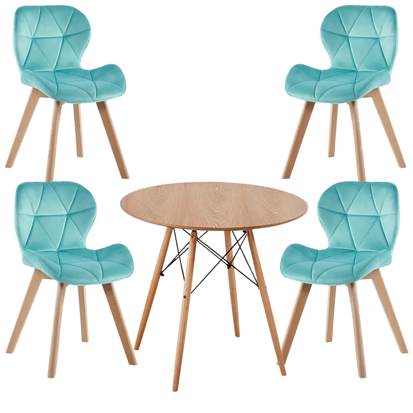 Mesa Eames Wood Redonda Melamina +4 Sillas Mariposa – Comedor  13