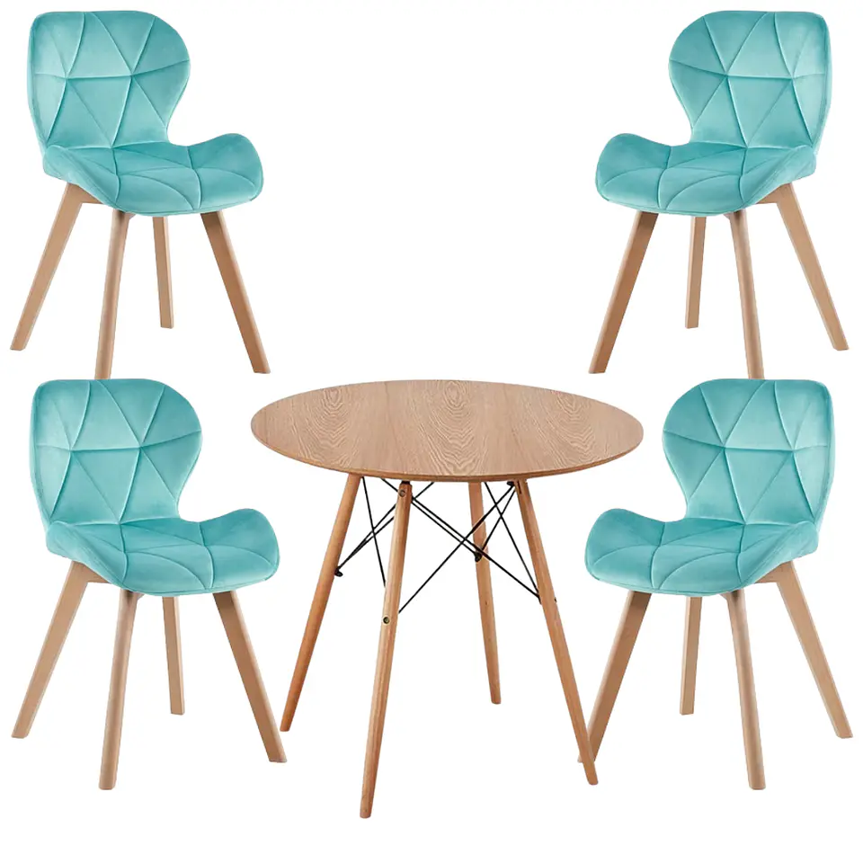Mesa Eames Wood Redonda Melamina +4 Sillas Mariposa – Comedor  13