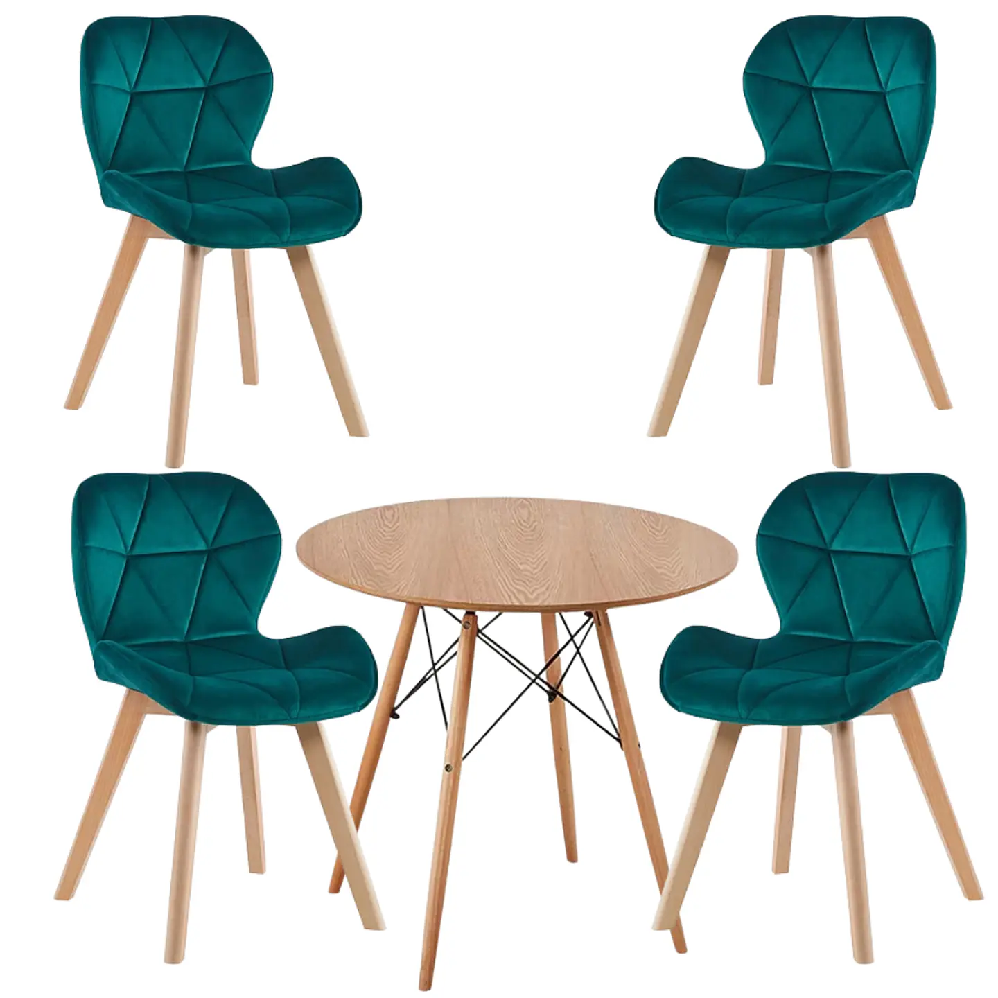 Mesa Eames Wood Redonda Melamina +4 Sillas Mariposa – Comedor  11