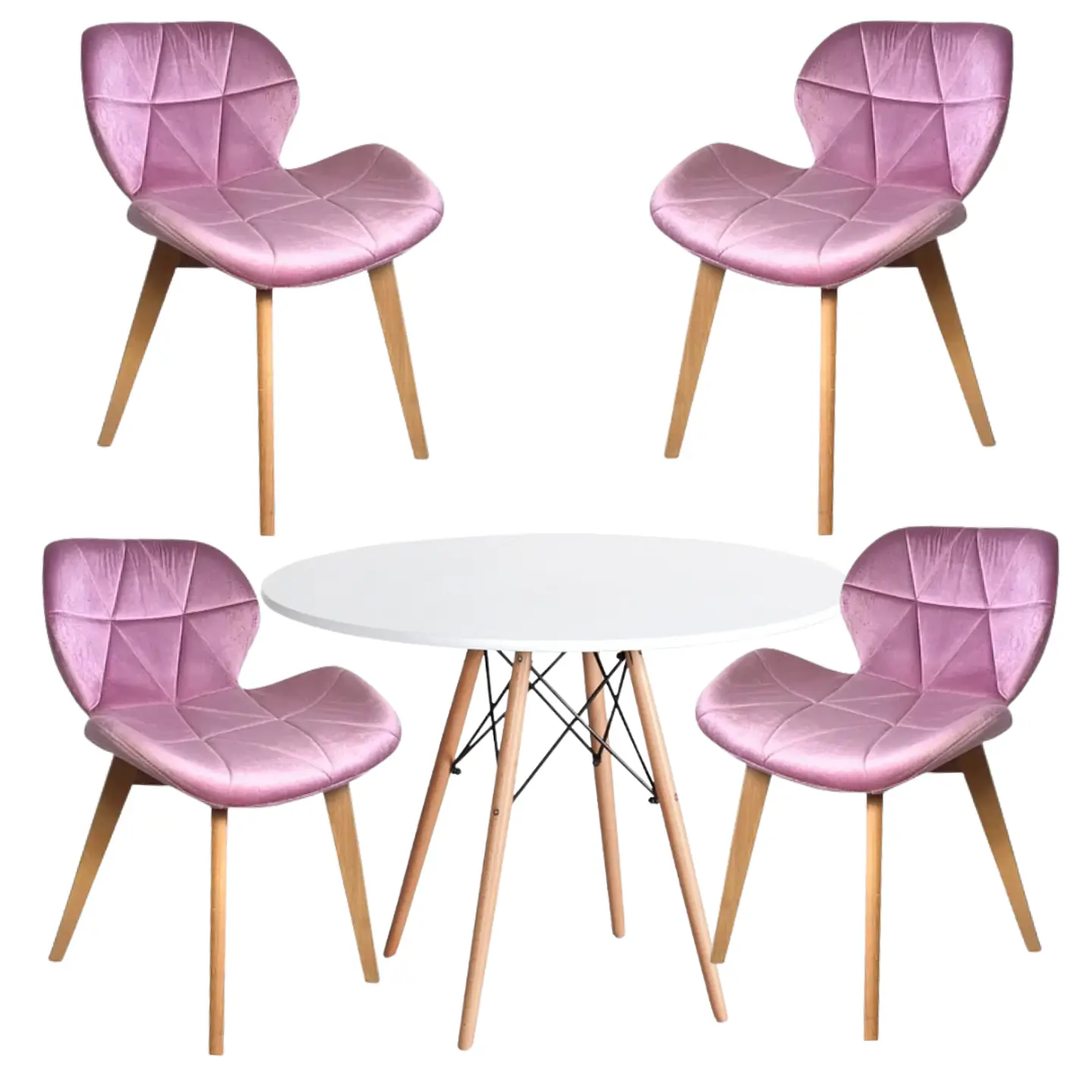 Comedor Redondo Melamina 4 Sillas Mariposa – Mesa 80cm 5