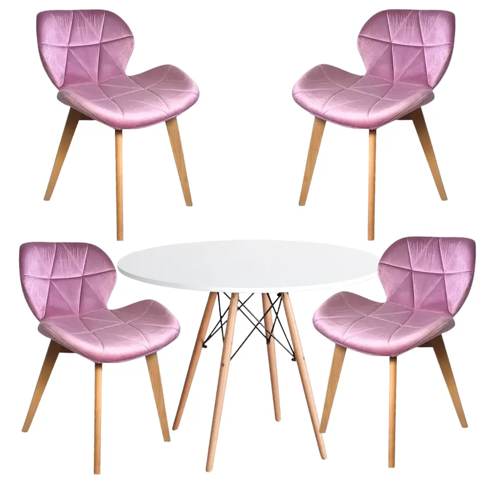 Comedor Redondo Melamina 4 Sillas Mariposa – Mesa 80cm 5