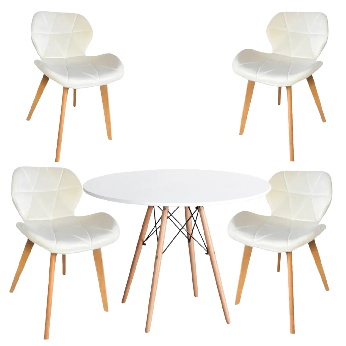 Comedor Redondo Melamina 4 Sillas Mariposa – Mesa 80cm 3