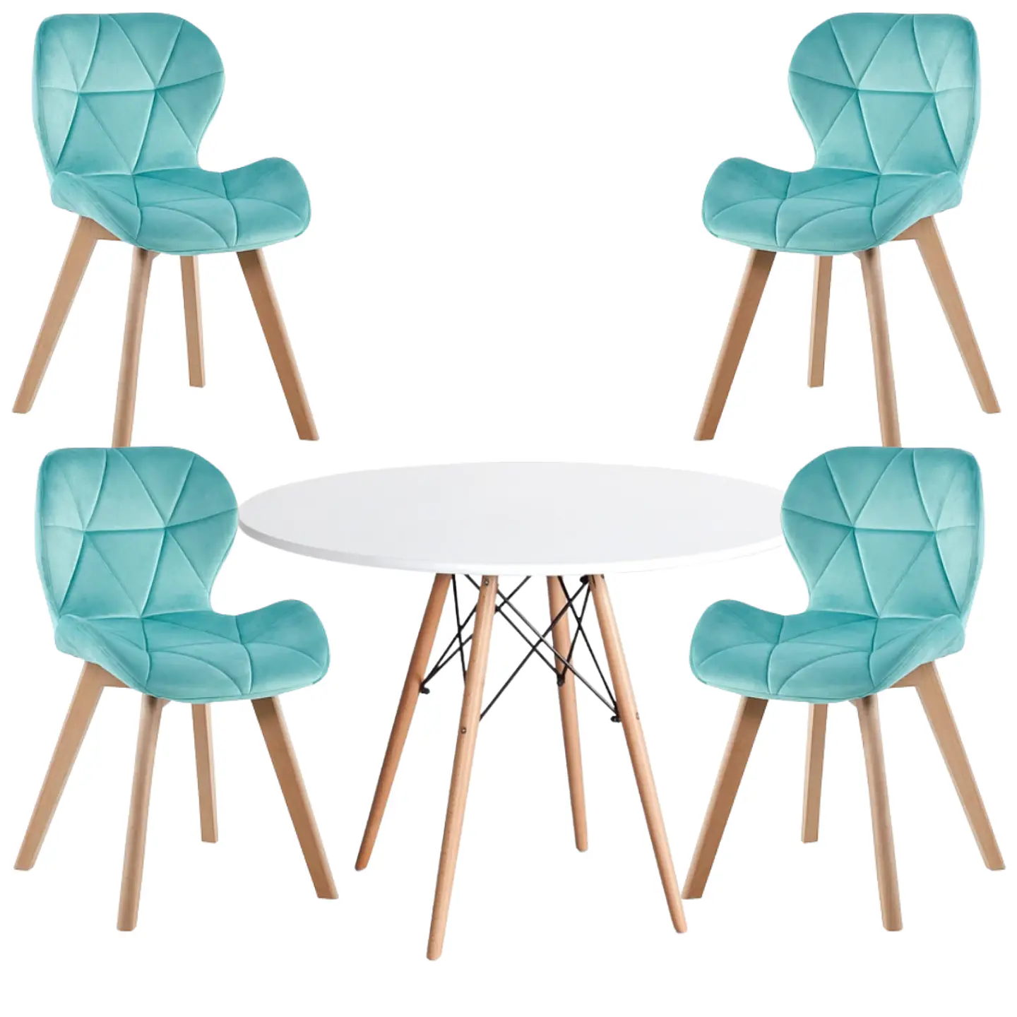 Comedor Redondo Melamina 4 Sillas Mariposa – Mesa 80cm 6