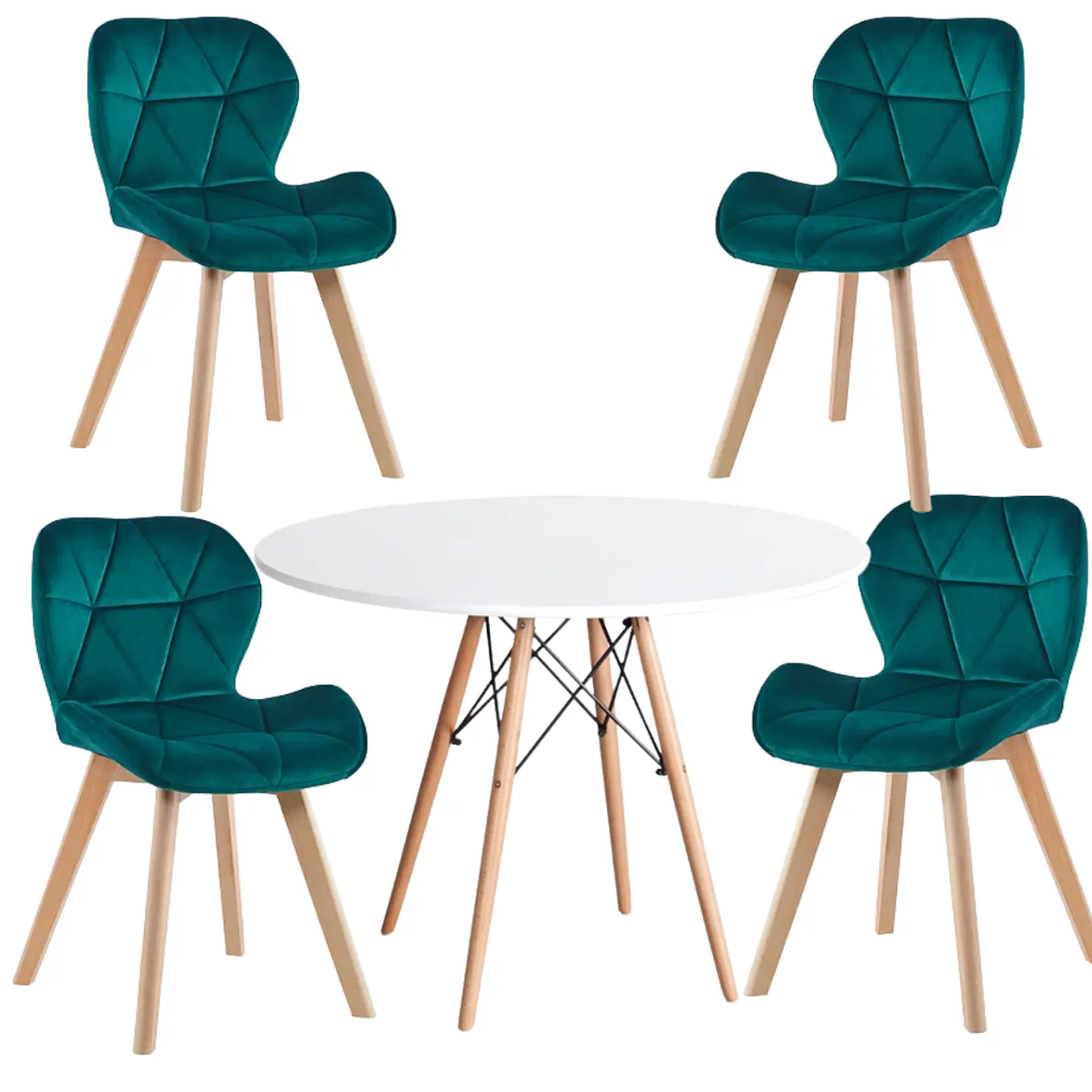 Comedor Redondo Melamina 4 Sillas Mariposa – Mesa 80cm 4