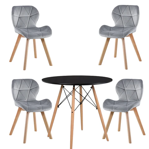 Comedor Redondo Melamina 4 Sillas Mariposa – Mesa 80cm