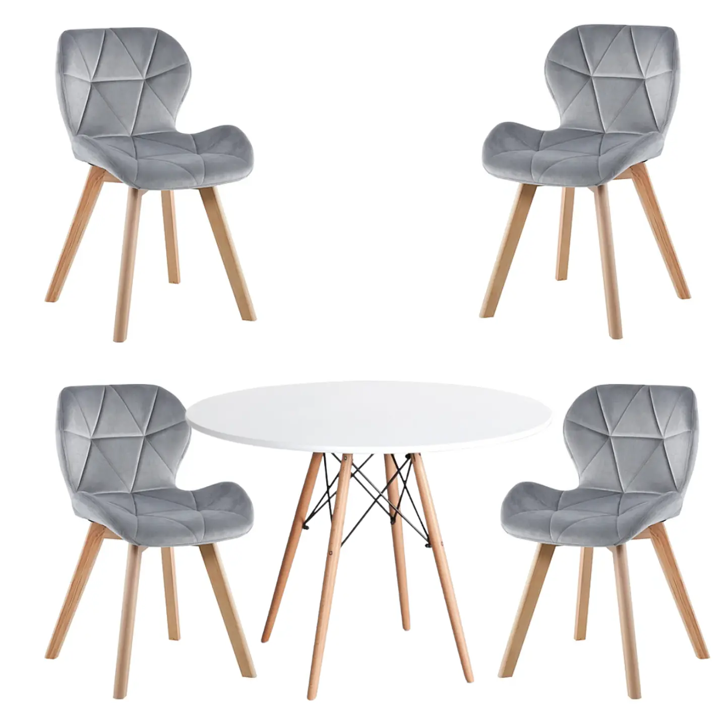 Comedor Redondo Melamina 4 Sillas Mariposa – Mesa 80cm 7