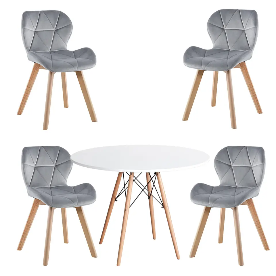 Comedor Redondo Melamina 4 Sillas Mariposa – Mesa 80cm 7