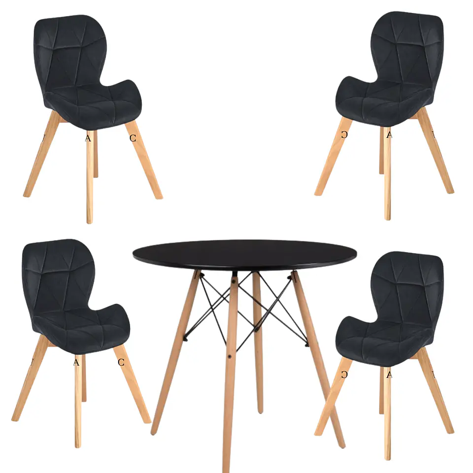 Comedor Redondo Melamina 4 Sillas Mariposa – Mesa 80cm 2