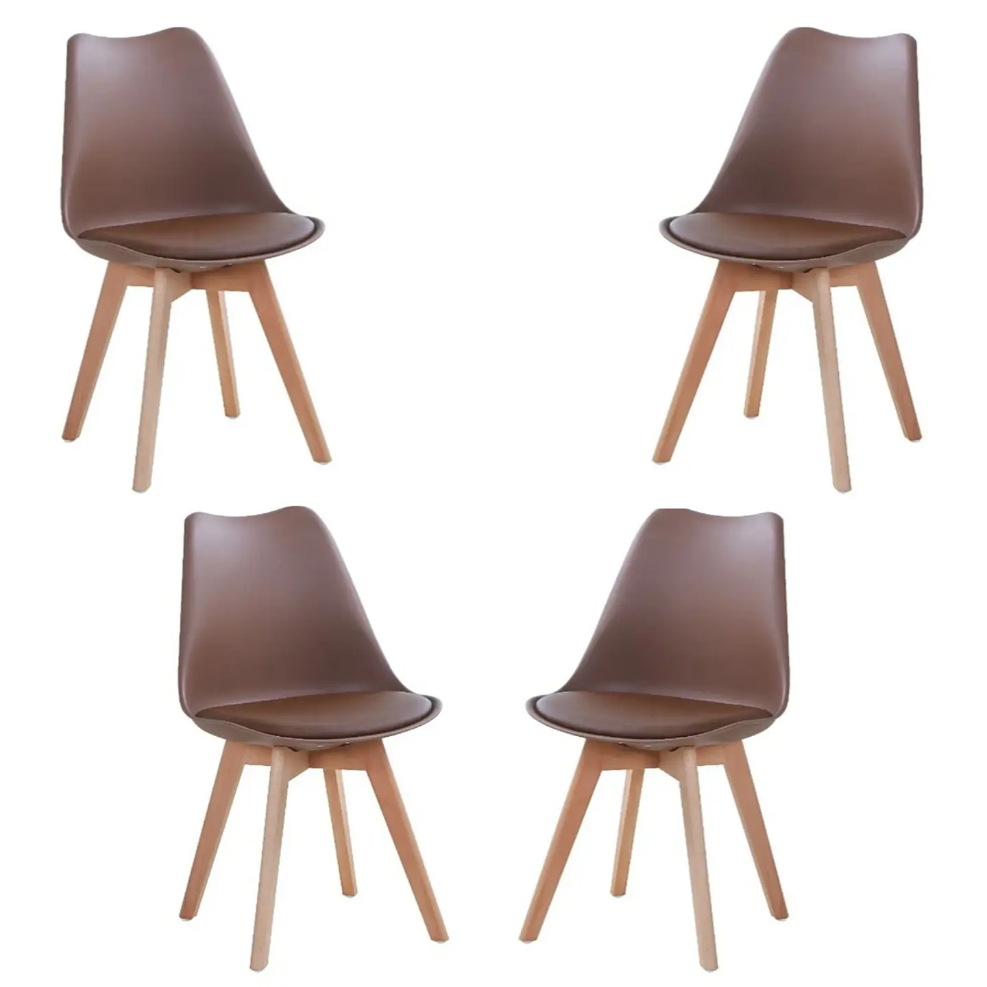 Pack 4 Sillas Tulip Asiento Polipropileno Cojín Eco Cuero  9