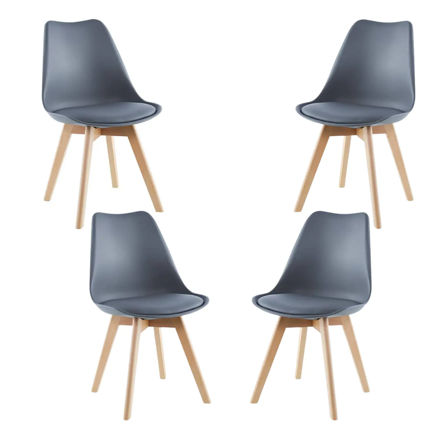 Pack 4 Sillas Tulip Asiento Polipropileno Cojín Eco Cuero  8