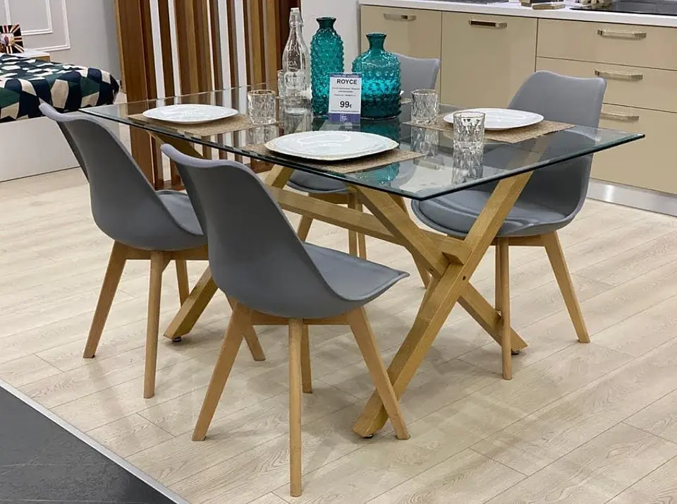 Comedor Rectangular Vidrio 4 Sillas Eames – Mesa 130cm 4