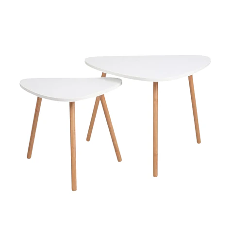 Mesa de Centro Dúo Nordic de MDF con Patas de Madera – Set 2 Piezas