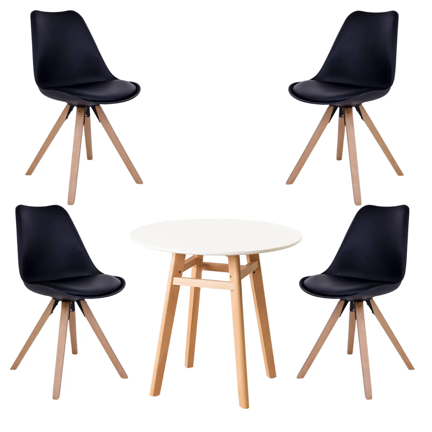 Mesa Eames Nordic MDF Redonda +4 Sillas Nordic – Comedor  3