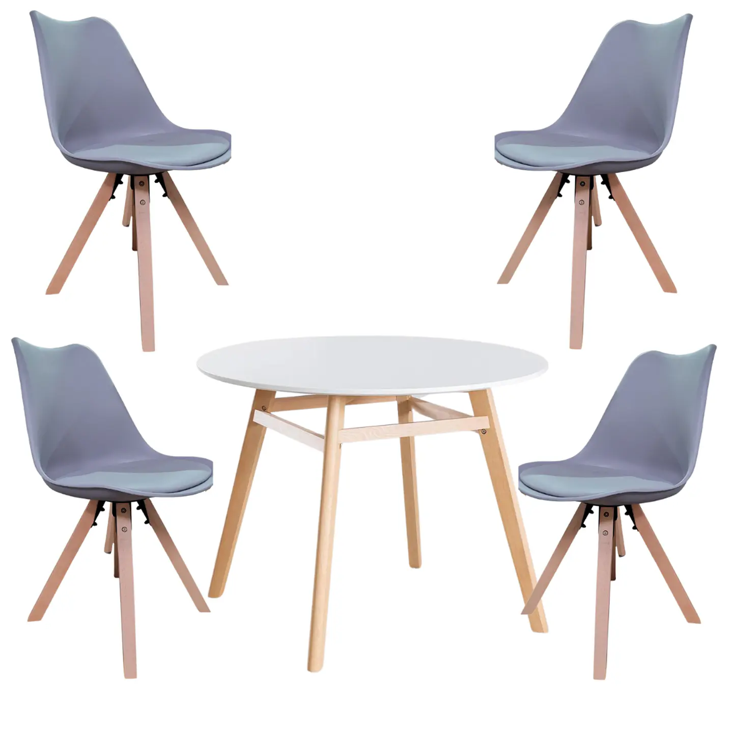 Mesa Eames Nordic MDF Redonda +4 Sillas Nordic – Comedor  1