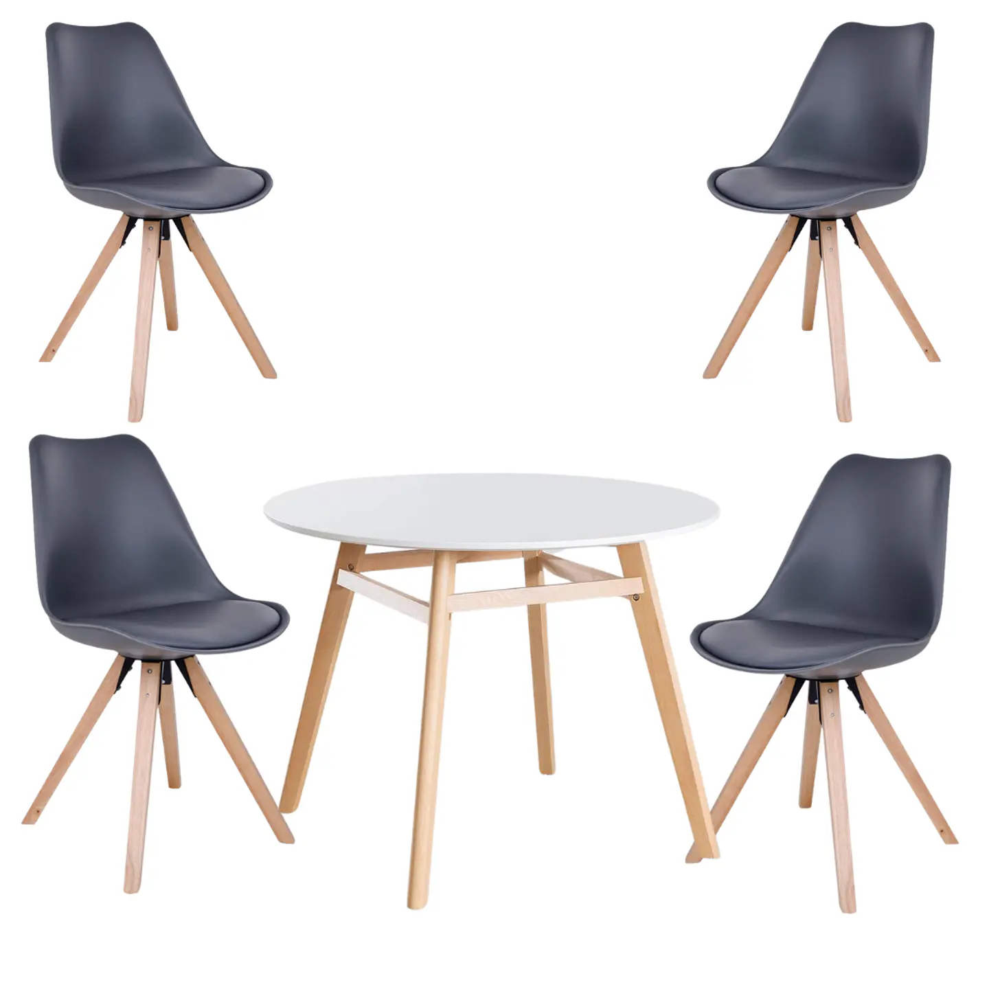 Mesa Eames Nordic MDF Redonda +4 Sillas Nordic – Comedor  4