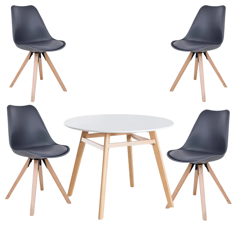 Mesa Eames Nordic MDF Redonda +4 Sillas Nordic – Comedor  4