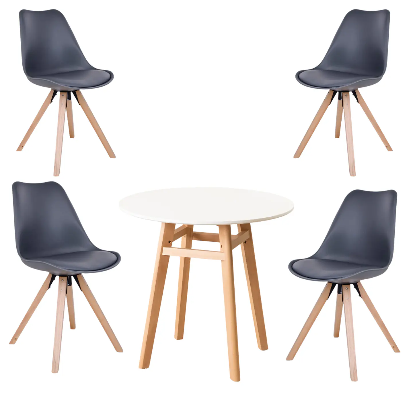 Mesa Eames Nordic MDF Redonda +4 Sillas Nordic – Comedor  2