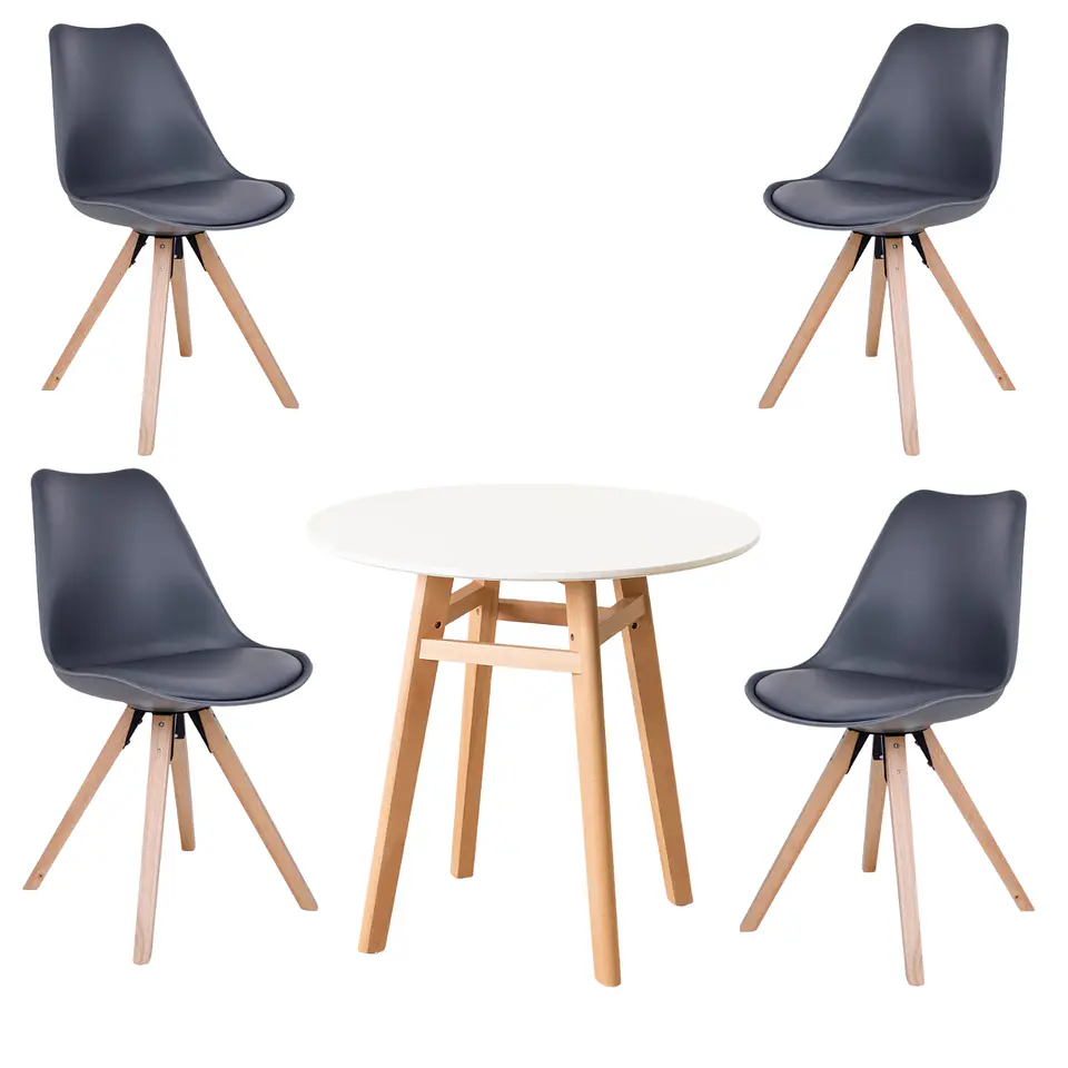 Mesa Eames Nordic MDF Redonda +4 Sillas Nordic – Comedor  2