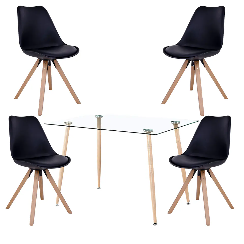 Comedor Rectangular Vidrio 4 Sillas Nordic – Mesa 100cm 2