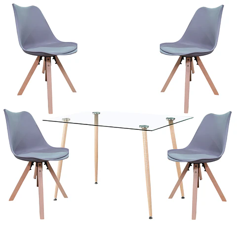 Comedor Redondo Vidrio 4 Sillas Nordic – Mesa 100cm