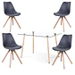Comedor Rectangular Vidrio 4 Sillas Nordic – Mesa 100cm - Miniatura 3