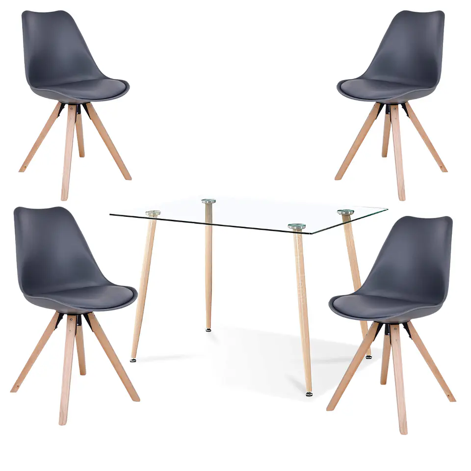 Comedor Rectangular Vidrio 4 Sillas Nordic – Mesa 100cm 3