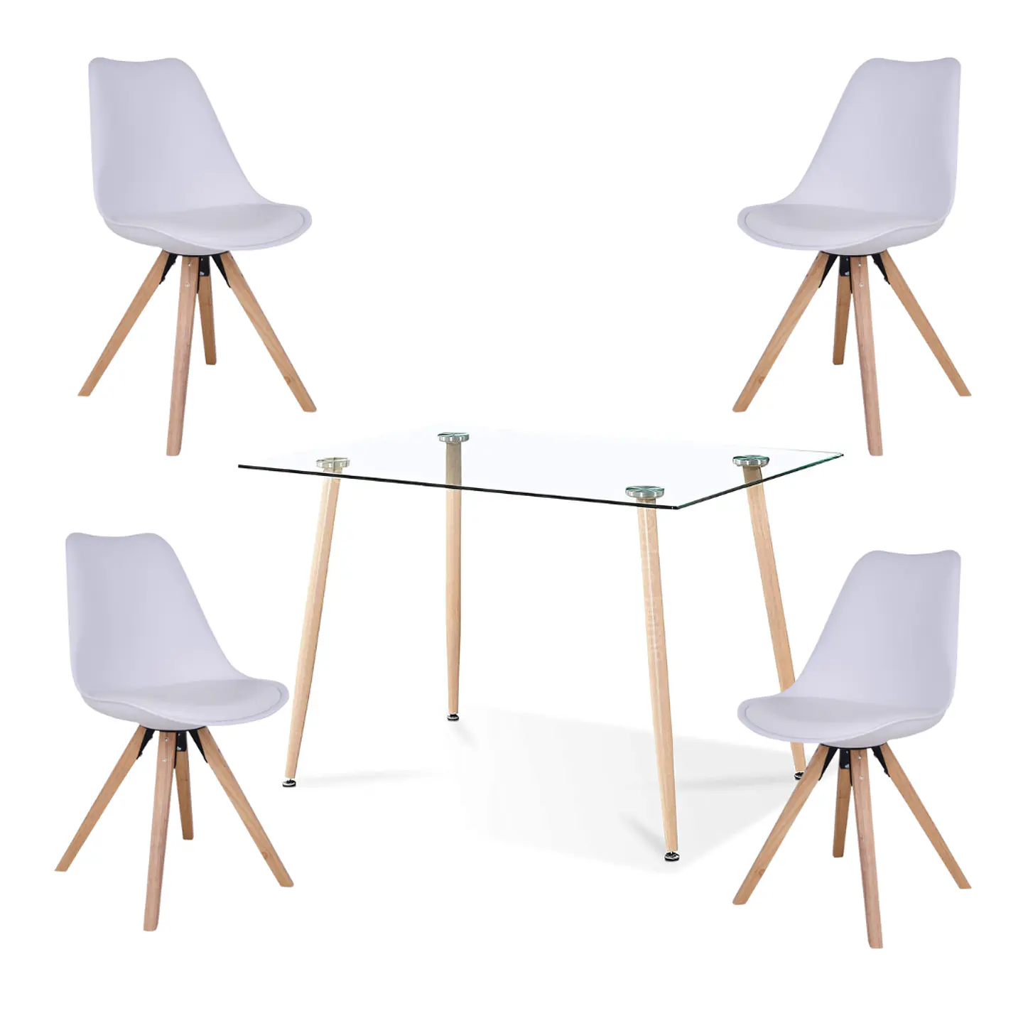 Comedor Rectangular Vidrio 4 Sillas Nordic – Mesa 100cm 4
