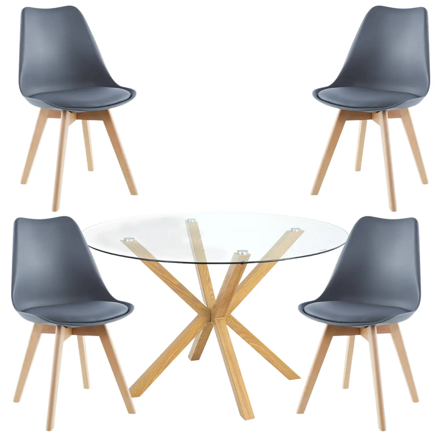 Comedor Redondo Vidrio 4 Sillas Tulip  7